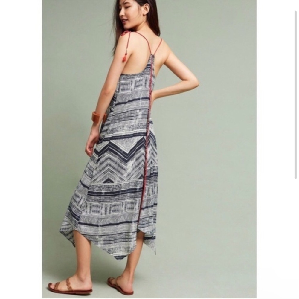 Anthropologie Akemi Kin Rivera Tassel Tie‎ Women’s Batik Print Midi Summer Dress
